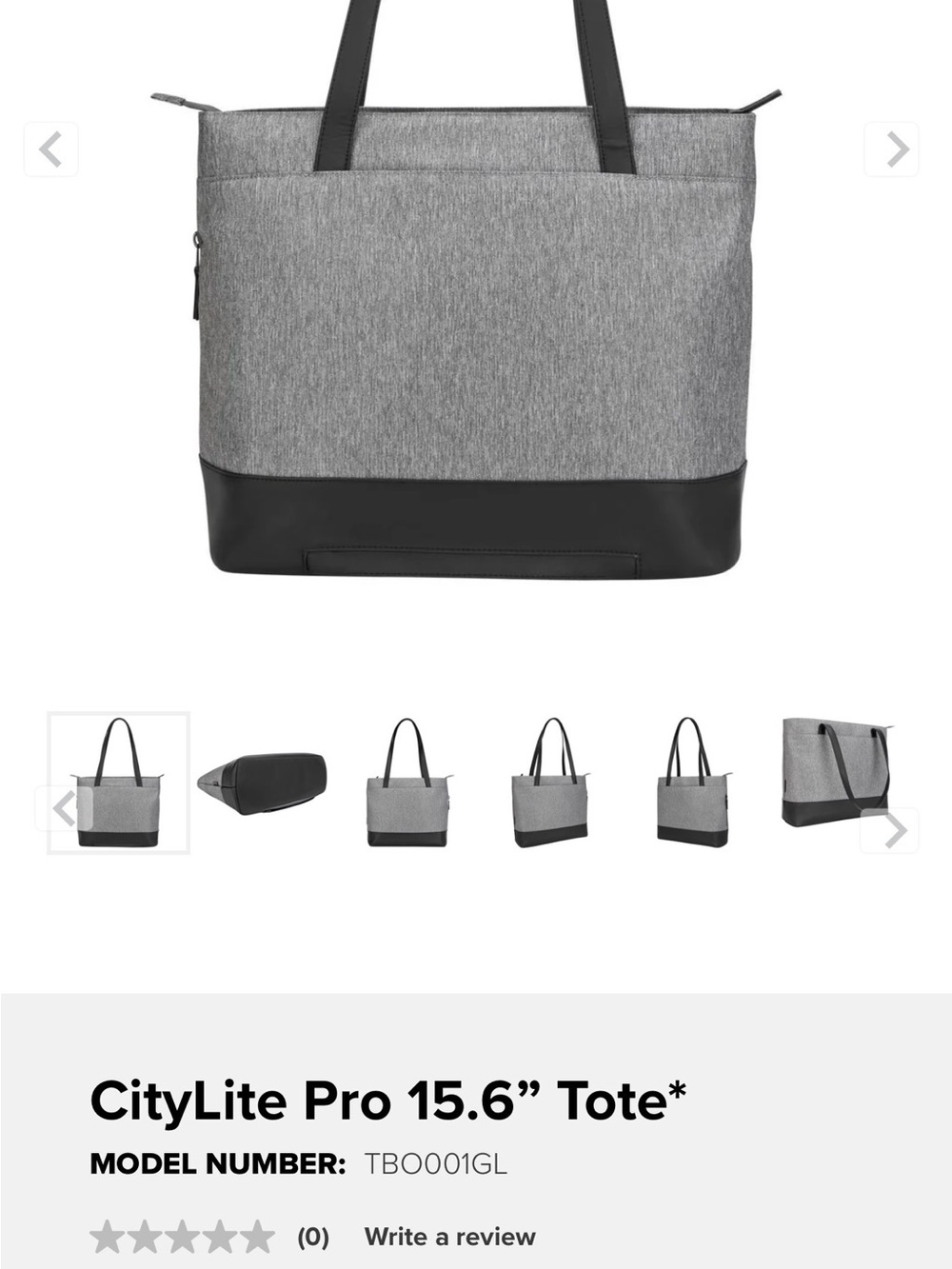 Targus CityLite Pro 15.6" Tote - Gray and Black